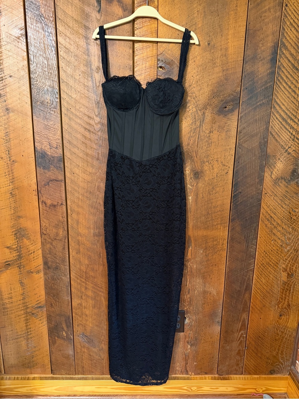 Black Lace Corset Maxi Dress M Whimsigoth Goth Romantic Vampire Witchy
